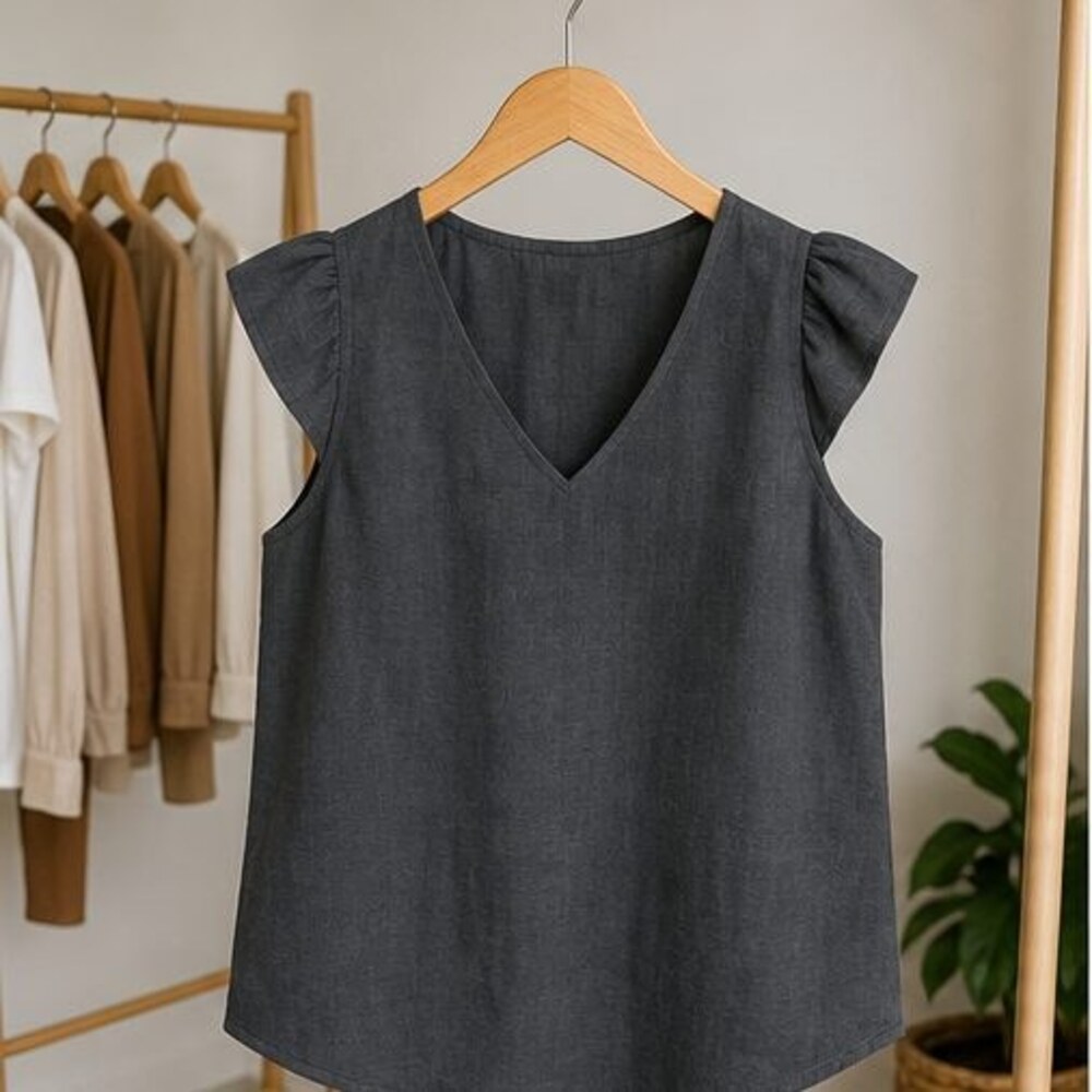 Charcoal Wrap Blouse